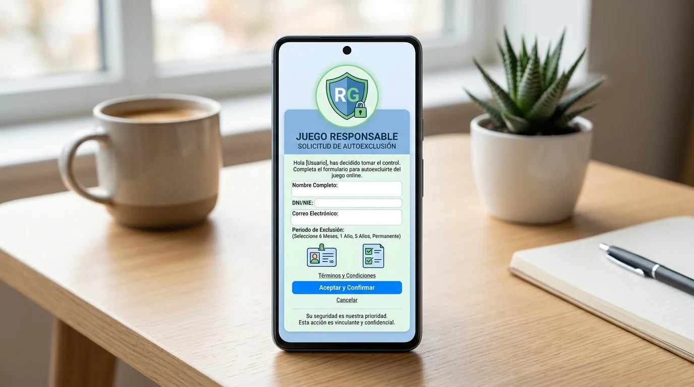 Interfaz de la app Stop Juego con opciones de autoexclusión del RGIAJ