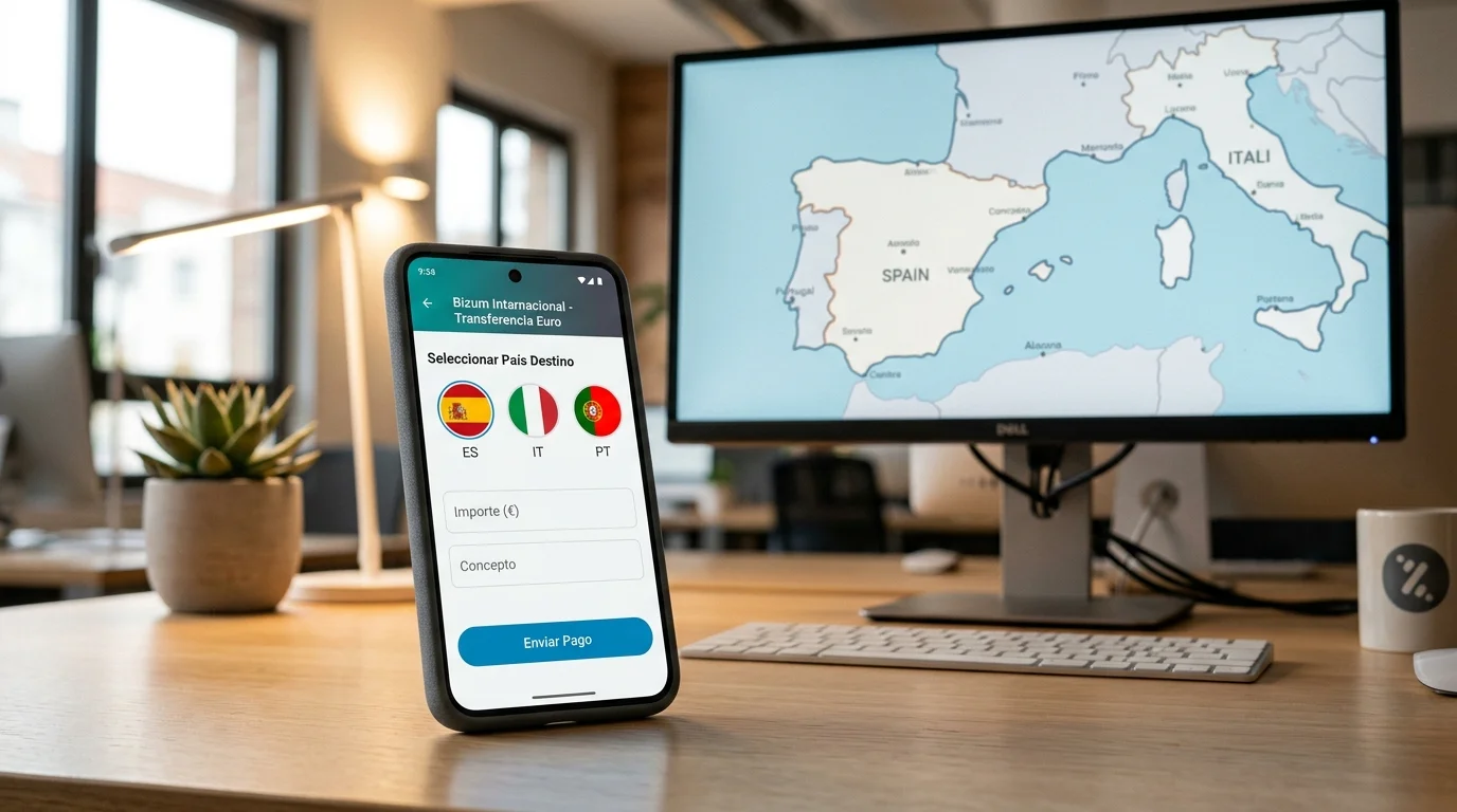 Mapa de Europa con conexiones de pago Bizum EuroPA entre España, Italia y Portugal
