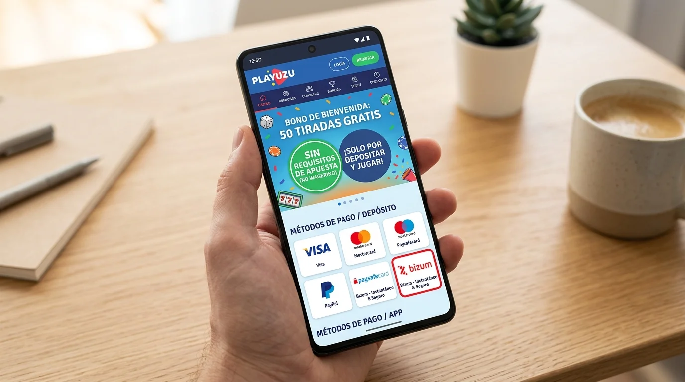 Interfaz de PlayUZU Casino con opción de depósito Bizum